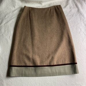 Vintage Ann Taylor LOFT Timeless Classic Wool Tweed & Velvet Trim A-Line Skirt